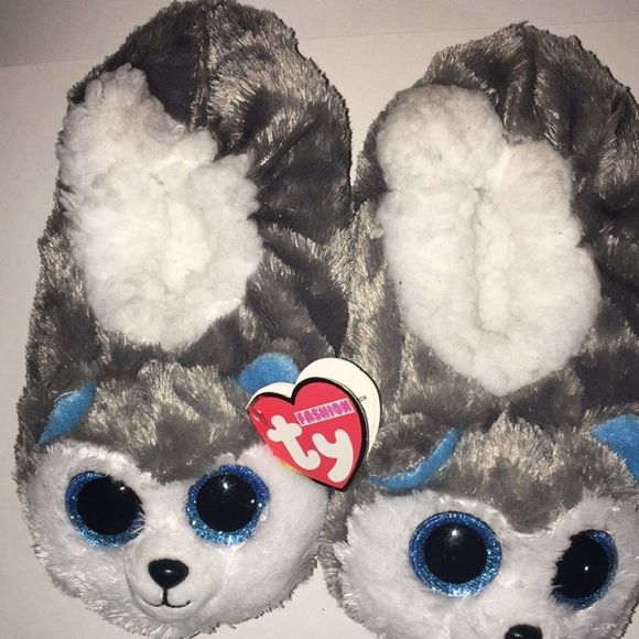 TY Beanie Boos SLUSH The Husky Children’s Slippers Size - Medium 1-3 NEW - Picture 5 of 7